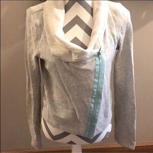 Stylish Gray Zip-up Sweatshirt with light green/blue Accent L